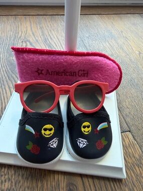 American Girl Black Slip-On Kids Shoes with Emoji & Patch Accents and Sun glases